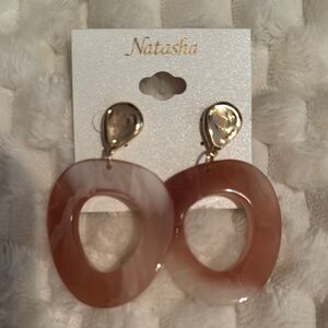 Natasha Couture Pink and Gold Geometric Earrings